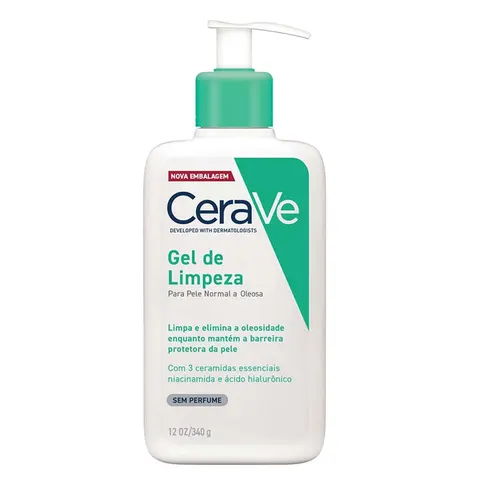 Gel de Limpeza Facial para Peles Normais a Oleosas com Ácido Hialurônico e Niacinamida CeraVe 340g — CeraVe