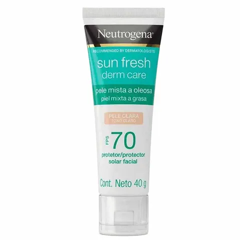 Protetor Solar Facial Para Pele Oleosa Neutrogena Sun Fresh Derm Care FPS70 - Cor Clara — Neutrogena
