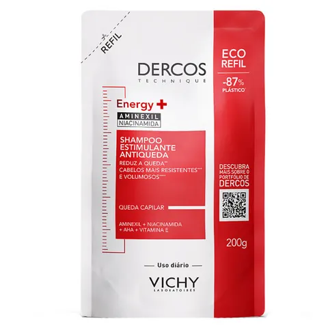 Refil Shampoo Estimulante Antiqueda Fortalecedor Dercos Vichy Energy+ 200g — Vichy
